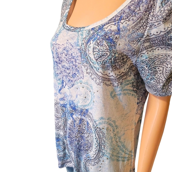 WM Y2K Embellished Paisley Tee Sz XL Fashion Bug Fairycore Bling 00s Spring - Picture 4 of 14